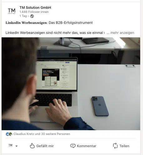 Überschrift fett LinkedIn TM-Solution