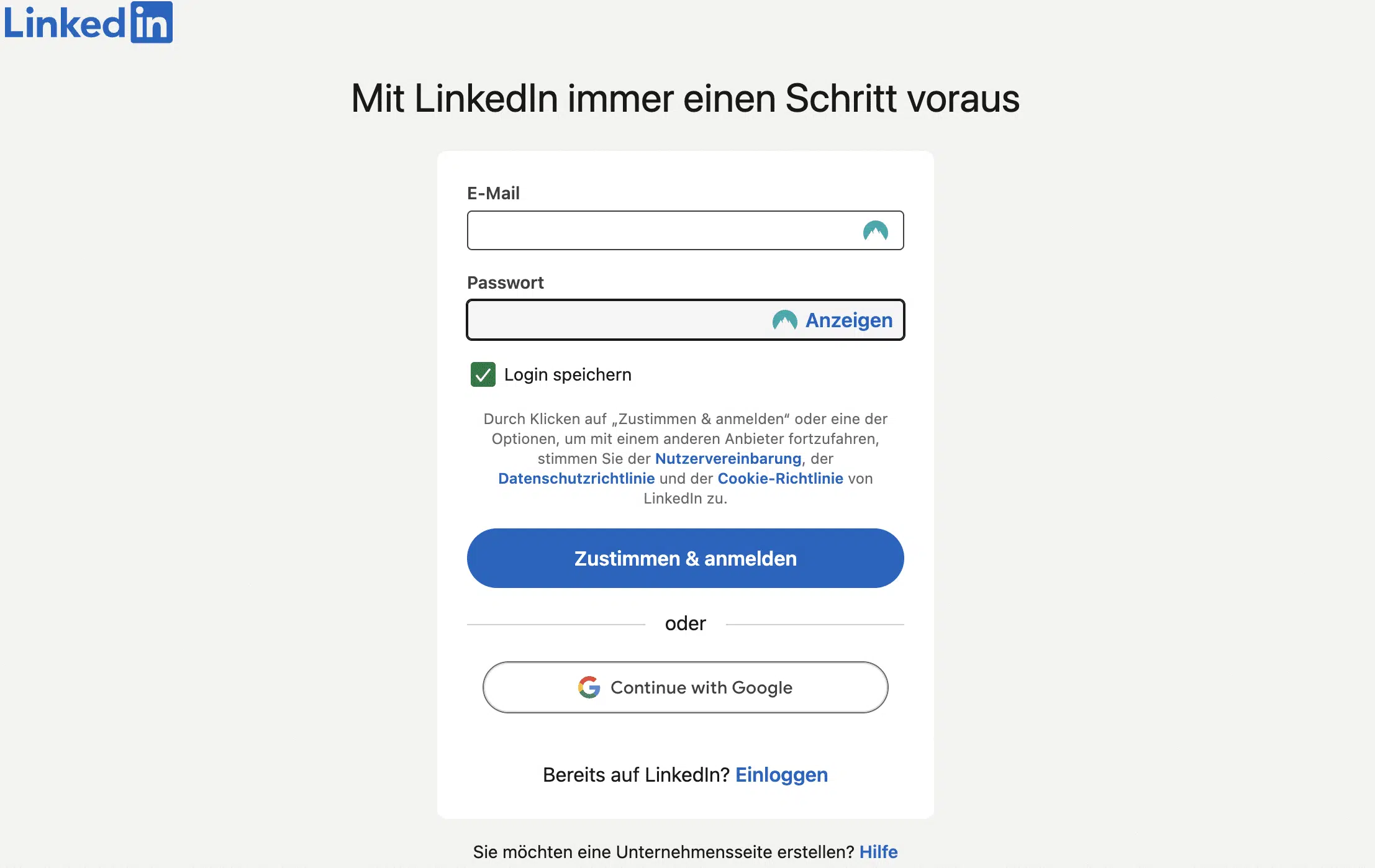 Bei LinkedIn anmelden